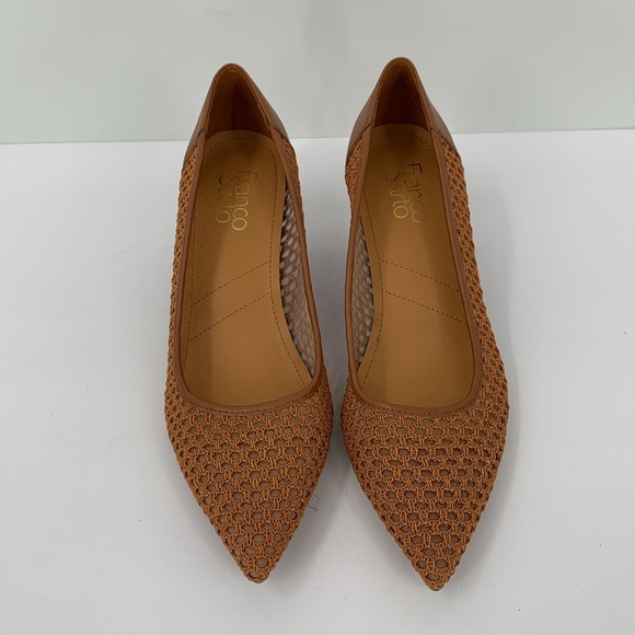 Franco Sarto Talina wedge shoe mesh crochet fabric upper brown slip-on new 8 - Picture 3 of 6